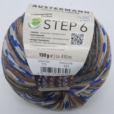 (86€/kg): 150 g Austermann Step 6, Fb. 771, dicke Sockenwolle, sechsfädig # 7291 - Bild 1 von 2
