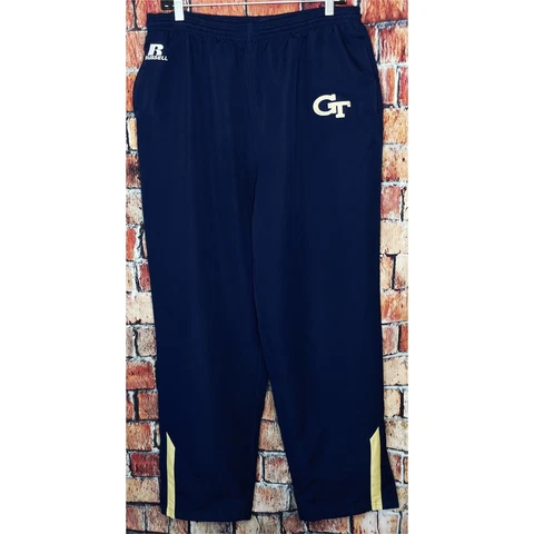 Georgia Tech Yellow Jackets Russell Athletic Mesh Lined Pants Large Blue Gold Cover