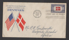 USA 1943 Honoring the Oppressed Nation Denmark FDC - Washington Duplex
