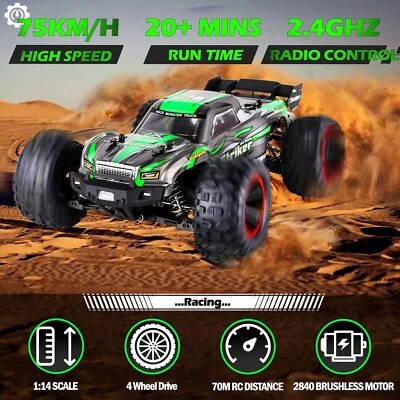Ferngesteuertes bürstenloses RC Auto 2,4 G 1:14 RC Monster Truck Offroad 75km/h - Bild 1 von 4