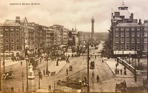 Postal irlandesa SACKVILLE STREET Dublín Irlanda O'Connell San Lorenzo tinta verde - Imagen 1 de 2