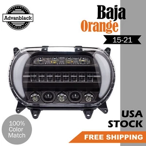 Baja Orange "ATTACK" LED Headlight For Harley Road Glide 2015-2021 - Picture 1 of 7