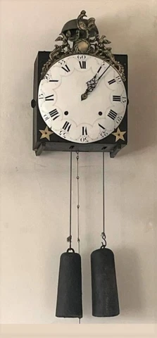 18c Comtoise Clock, Verge Movement. Antique French Working & Complete Cover