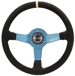 Plato Sparco Monza L550 Gamuza Negro Azul Centro Amarillo Raya 350mm/63mm - Imagen 1 de 1
