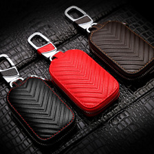 Car Key Chain Bag Leather Smart Key Holder Cover Remote Fob Zipper Case