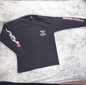 2007 Harley-Davidson St. Croix Long Sleeve Shirt XL Flames Pocket Tee USA WI - Picture 1 of 8