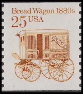 Ee. Uu. 2136 Transporte Pan Wagon 1880s 25c Bobina Simple MNH 1986