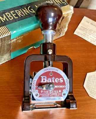 VTG Bates Numbering Machine 6 Wheels Style A Stamp Made In USA  - Image 1 of 4