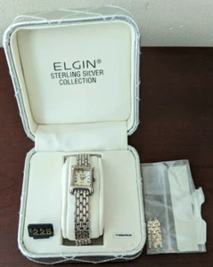 Elgin 925 Sterling Silver Quartz Japan Movement Women’s Watch in box - Picture 1 of 11