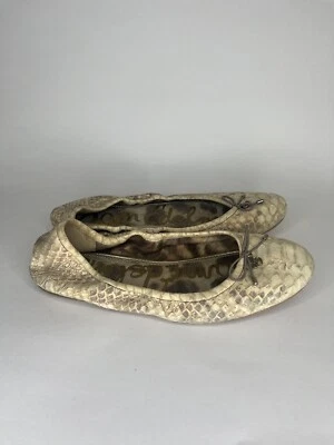 Zapatos planos de ballet Sam Edelman Felicia zapatos cómodos arco encanto cuero serpiente 9M Foto 1 de 4