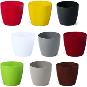 Blumentopf Blumenkübel Kunststoff glanz Rund Übertopf 9 Farben 8 Größen  - Bild 1 von 28