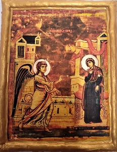 Icon of The Annunciation of Virgin Mary Angel Gabriel Byzantine Greek Plaque - Picture 1 of 6