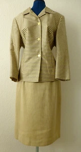 Kostüm Bleistift Rock Leinenoptik Jacke Blazer Karo Retro 50er 60er 50ies 60ies - Bild 1 von 7