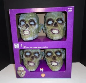 New Home Akzente Urlaub 4er Pack LED Zombie Kopf Weg Markierungen mit Timer - Bild 1 von 1