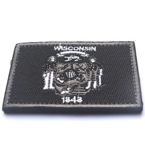 USA Wisconsin FLAG WI STATE FLAG U.S. ARMY 3D EMBROIDERED TACTICAL PATCH -01 - Picture 1 of 4