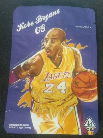 KOBE BRYANT OG Resealable 3.5 g bag Cannabis Flower bags EMPTY Collectable Cover