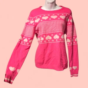 Scott & Scott London 100 % Kaschmir Hot Pink Hearts Pullover M UV reagiert 4D - Bild 1 von 7