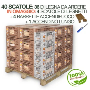 LEGNA DA ARDERE DI ULIVO + ACCENDIFUOCO OMAGGIO-36 box di legna + 4 accendifuoco - Foto 1 di 1