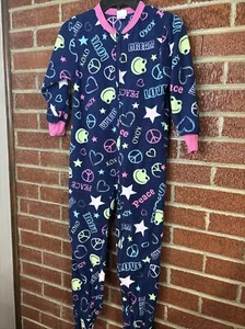 Circo Girls Footed Sleeper Pajamas Frogs Peace Blue XS 4-5 - Picture 1 of 7