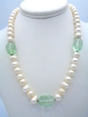 QVC Designer 925 Sterling Silver Cultured Potato Pearl & Topaz Necklace 18.5" L - Image 1 of 4