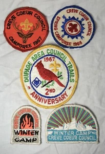 Lot (5) Vintage Boy Scout Patches Patch Creve Coeur DuPage Council - Picture 1 of 4
