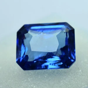 9 Ct Natural Flawless Ceylon Sapphire Emerald Cut CERTIFIED Blue Loose Gemstone - Picture 1 of 4