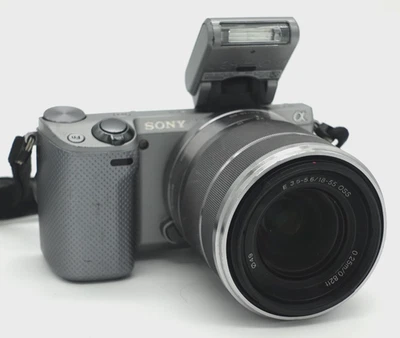 Sony Alpha NEX-5R Mirrorless Digital Camera  | 16.1 MP | 18-55mm Lens & Flash - Image 1 of 4