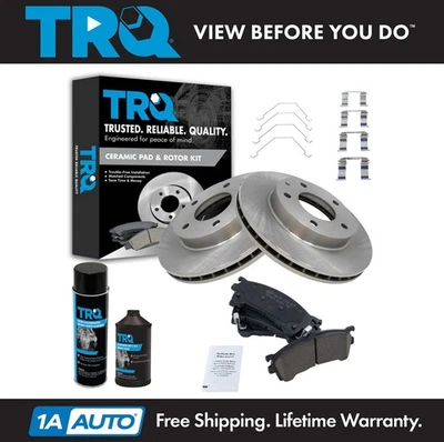 TRQ Front Disc Brake Pad & Rotor Kit w/Chemicals for Ford Probe 626 MX6 - Image 1 of 3