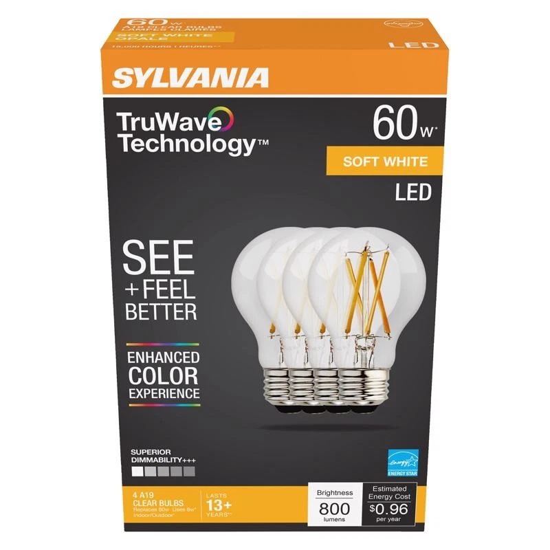 Sylvania 40687 Indoor/Outdoor Soft White 800 lm. A19 E26 Dimmable LED Bulb 8W - Image 1 of 1