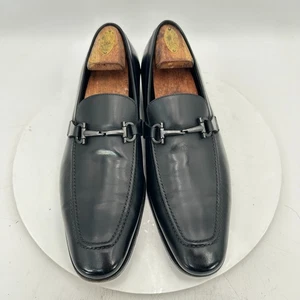 Salvatore Ferragamo Men Size 9D Black Leather Horsebit Pull On Loafer Dress Shoe - Picture 1 of 12