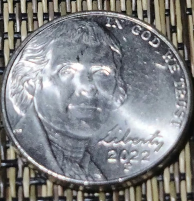 2022P US Jefferson Nickel Five-Cent Coin Grease Error on the reverse - Image 1 of 4
