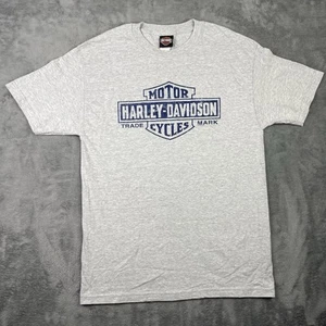 Vintage Harley Davidson Shirt Mens Large Gray Biker Grunge Big Logo Las Vegas - Picture 1 of 11