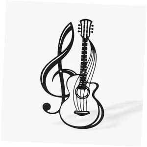 Musiknote Metall Wandbild Vase mit Blumen, Hängedeko Gitarre Wandbild - Bild 1 von 8