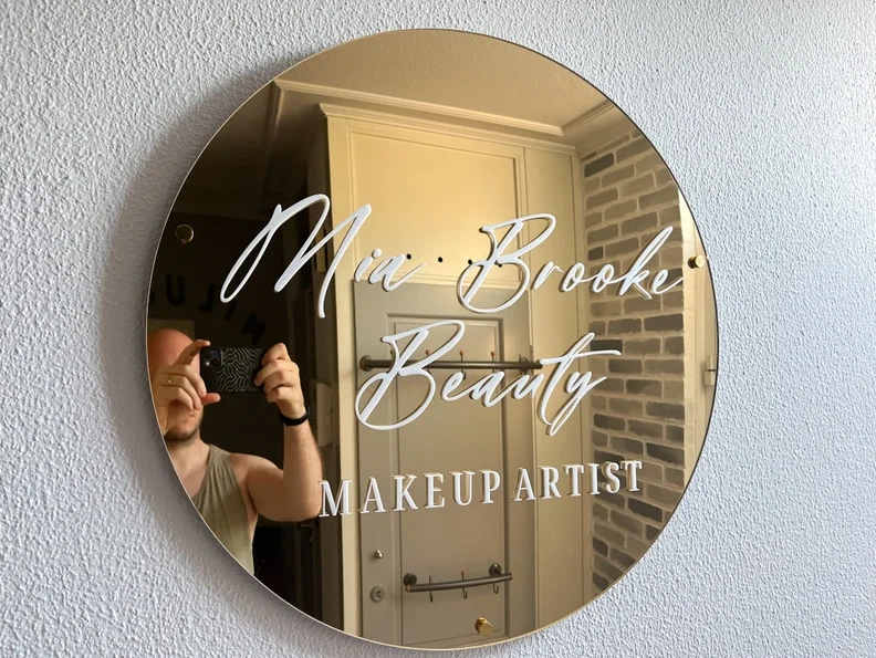 Custom Acrylic LED Logo Sign – Gold 3D Backlit Wall Décor for Salon Business - Image 1 of 4