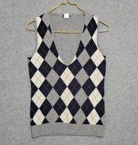 Argyle JCrew Pullover Weste XS schwarz grau Kaninchen Kaschmir Preppy Academia Y2K - Bild 1 von 10