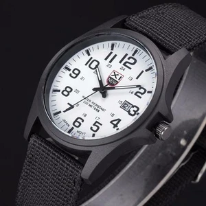 Mens Military Sports Watch Date Stainless Steel Analog Army Quartz WristWatch - Picture 1 of 16