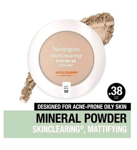 ~NEW~ NEUTROGENA SkinClearing Mineral Powder #50 SOFT BEIGE - 0.38oz - Picture 1 of 11
