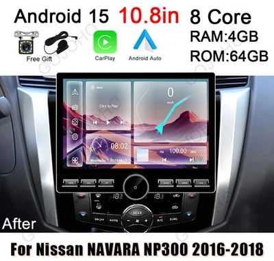 For Nissan NAVARA Frontier NP300 2016-2019 Android 15 Carplay Car Stereo Radio - Image 1 of 4