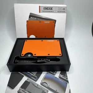 The Ridge Wallet -  RFID Blocking  Wallet - Cash Strap -Basecamp Orange Open Box - Picture 1 of 5
