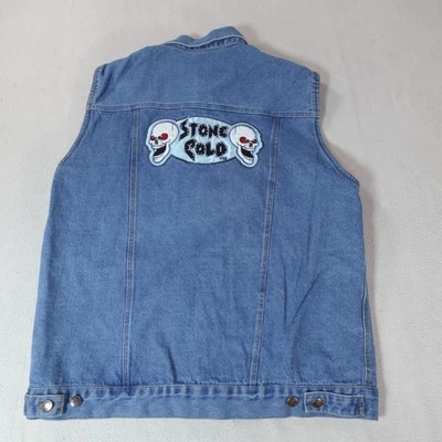 Vintage WWF Stone Cold Vest Mens XL Blue Denim WWF Wrestling Steve Austin 90s - Image 1 of 4