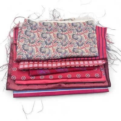 8 piece pink and coral toned 100% Italian silk neckwear fabric bundle lot - Image 1 of 4