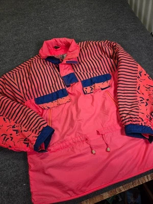 Vintage White Stag “Surf Ski” Neon Pink Pullover Windbreaker Jacket M/L - Image 1 of 4
