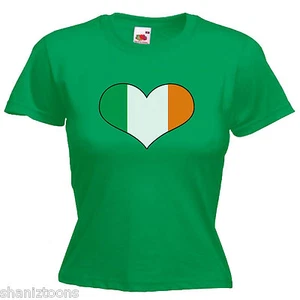Ireland Heart Flag Ladies Lady Fit Womens T Shirt - Picture 1 of 11
