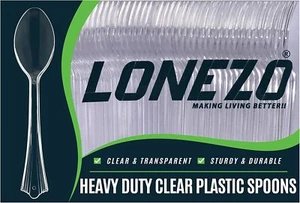 Clear Plastic Disposable Spoons, Shatter Resistant Heavy Duty Cutlery, 50 Count - Picture 1 of 6