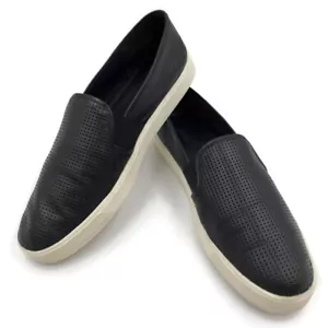 Vince Womens Sneakers Black Leather Slip On Perforated Textured 11 M Shoes - Picture 1 of 12