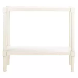 SAFAVIEH Console Table 11.75" x 29.5" Rectangle Wood Distressed White w/ Shelf - Picture 1 of 6