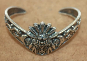 HTF Carolyn Pollack Fritz Sterling Silver petroglyphCuff Bracelet 5 1/4"[015WEJ] - Picture 1 of 8