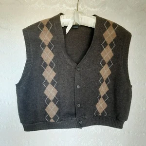 Ted Baker Men's Scottish Lambswool Knitted Crop Vest Size XL Geometric Pattern - Picture 1 of 13