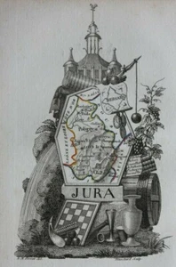 Miniature antique map, JURA, DOLE, LONS-LE-SAUNIER, , FRANCE, A.M. Perrot, 1824 - Picture 1 of 3