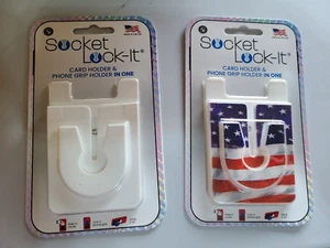 Paquete de 2 Socket Lock-It, Portatarjetas Adhesivo + Soporte de Agarre para Teléfono en Uno Nuevo - Imagen 1 de 2